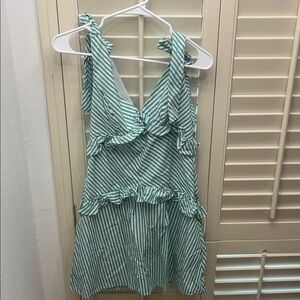 Striped Green ruffle dress